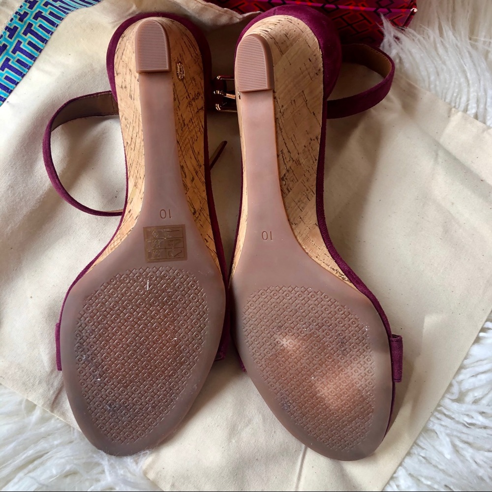 CLOSET CLOSING - Last Call! Tory Burch Magenta Suede Ankle-Strap Sandals - Picture 2 of 6